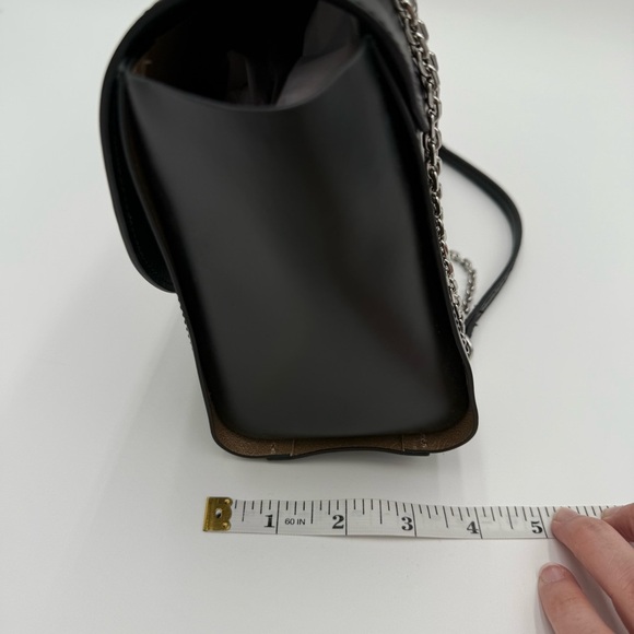 Coccinelle Italian Leather Chain Strap Crossbody Purse Shoulder Bag Black Silver - Picture 10 of 10